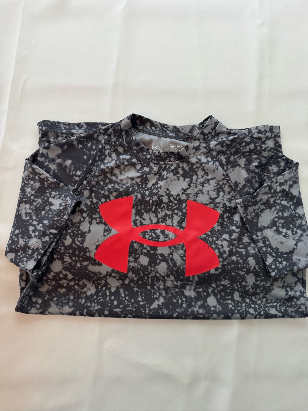 Under Armour Black & Gray Marble Print Tee with Red Logo